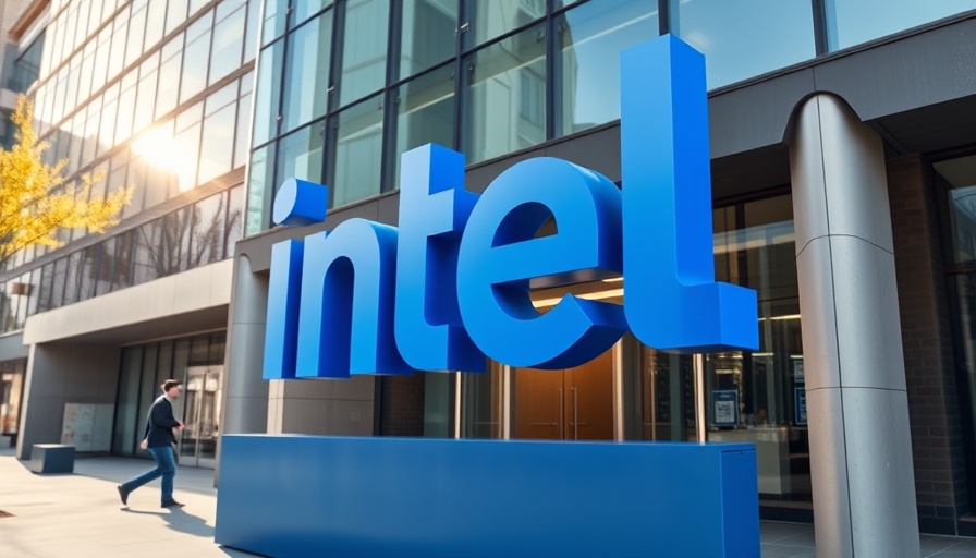 Large Intel sign outside building related to Trump Intel Deal Investment.