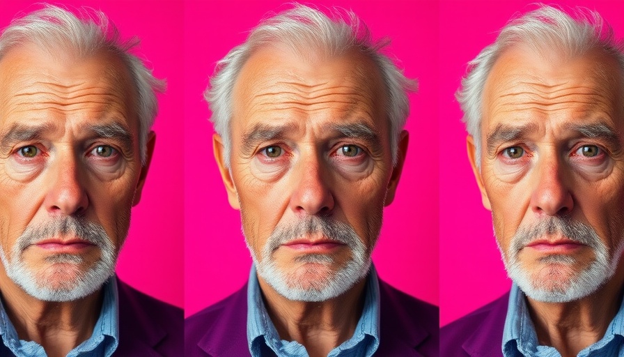 Portraits of man with serious expression on magenta background