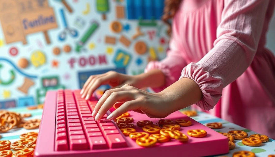 AI in Education: Vibrant scene of person typing on a colorful keyboard.