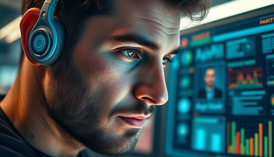 Man using AI interface for virtual job, AI doppelgänger jobs theme.