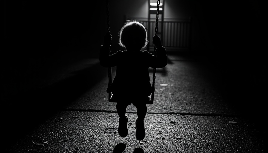Shadow of a child on a swing, representing gun violence crisis in America.