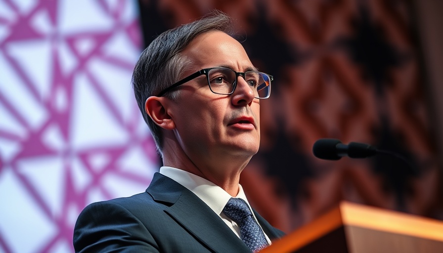 Anthropic settlement for authors: focused man speaking at event.