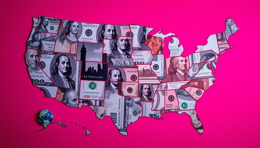 Collage of US map with dollar bills and industry silhouettes, AI’s Creative Potential.