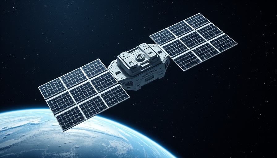 Futuristic spacecraft representing data centers in space orbiting Earth.