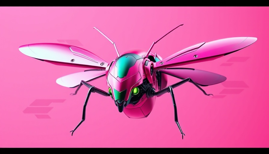 Futuristic insect-like robot in vibrant colors, demonstrating advanced design.