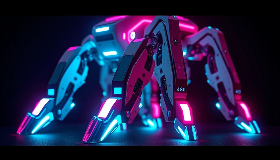 AI-powered robotic limbs in neon colors, showcasing futuristic design.