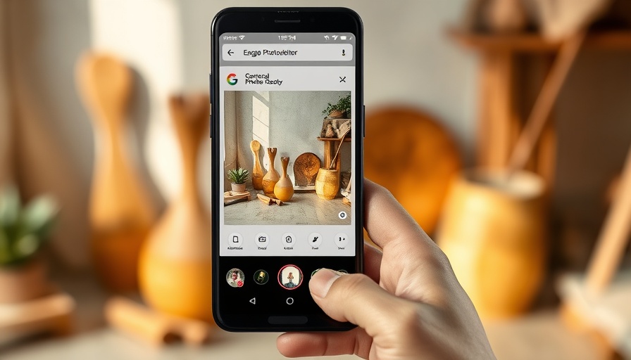 Smartphone displaying Google conversational photo editor in action.