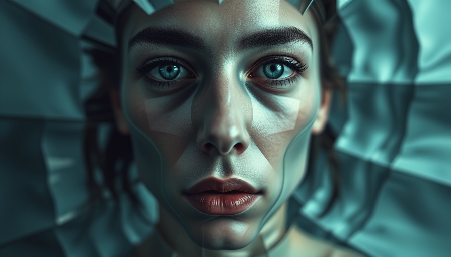 Abstract distorted face reflection exemplifying surreal visual effects.