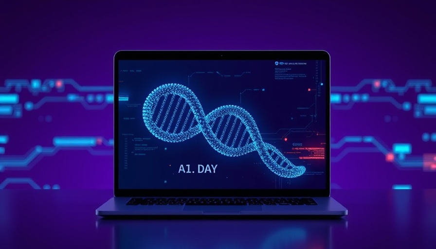 Pixelated DNA on a laptop screen symbolizing AI zero day threats in biology.
