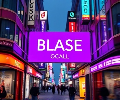 dynamic missedcall alerting, alarming, vibrating, photorealistic, bustling city street with neon signs, highly detailed, screen display alerts, pan motion, vivid purple, high-contrast street lighting, shot with a 24mm lens