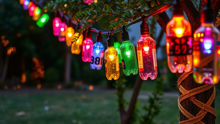 DIY extravagant holiday decorations using recycled bottles as lights.