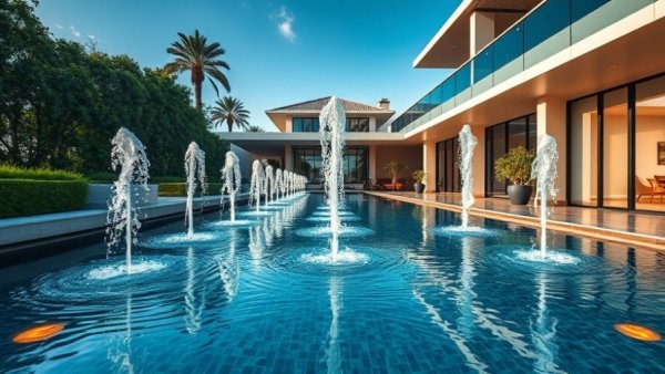 Luxurious modern pool in a Houston custom pool planning setting.