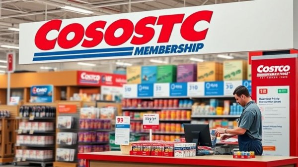Costco membership counter highlighting new shopping hours policy.