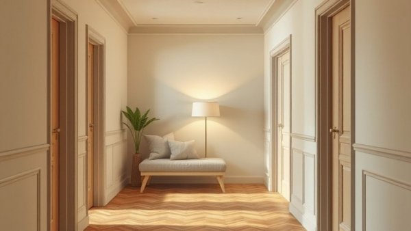 Minimalistic hallway showcasing wellness through design.