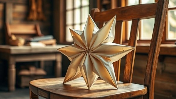 DIY paper bag stars in a rustic setting with soft lighting.