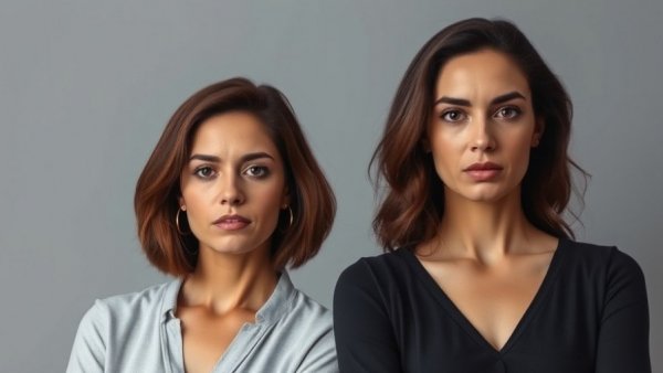 Solemn expressions of two women related to fraud case