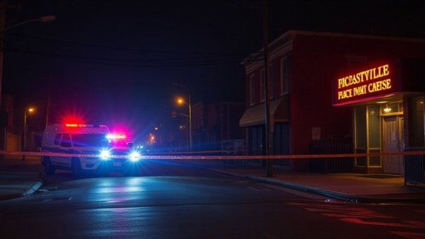 Police scene at night with flashing lights and police tape in Soulsville.