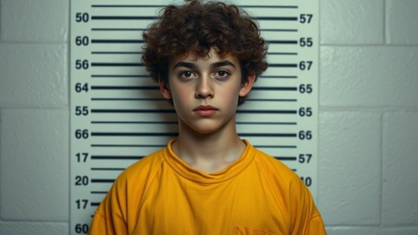 Teenage individual in yellow jumpsuit against height chart; missing juveniles Dyer County context.