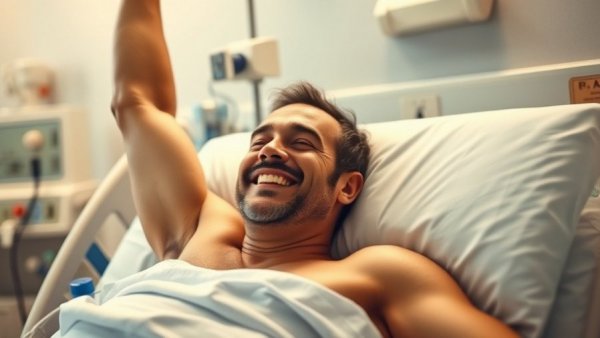 Resilient man recovering in hospital, a testament to survival skills for backcountry adventures.