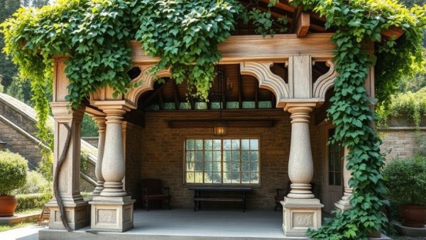 Charming stone pavilion in garden, Home Inspirations in December.
