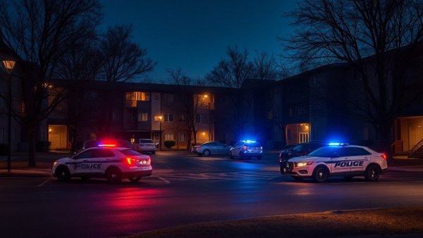 Police vehicles at night responding to incident at apartment complex, Teen Arrested for Shooting Brother Over Food Dispute.