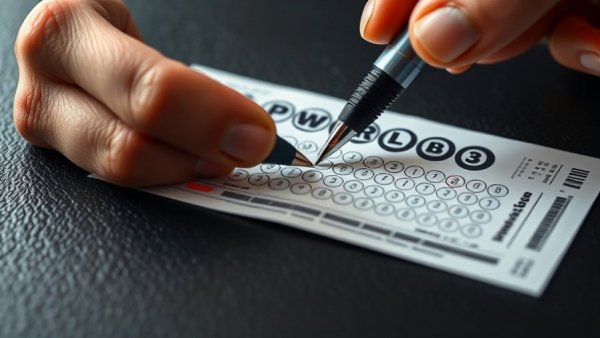 Close-up of filling Powerball ticket, Arkansas Powerball jackpot winner context.