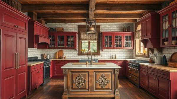 Heirloom kitchen with rustic charm and vintage design.
