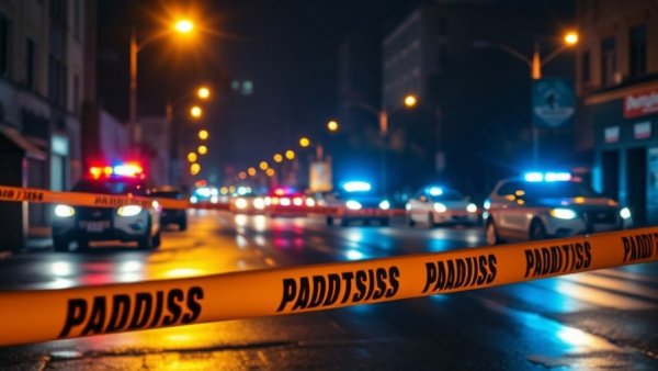 Memphis serious crime rates scene with police line and vehicles.