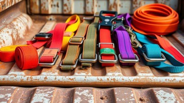 Best ratchet straps 2026 neatly arranged on a truck bed.