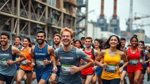 Wellness January in Memphis: runners in urban marathon.