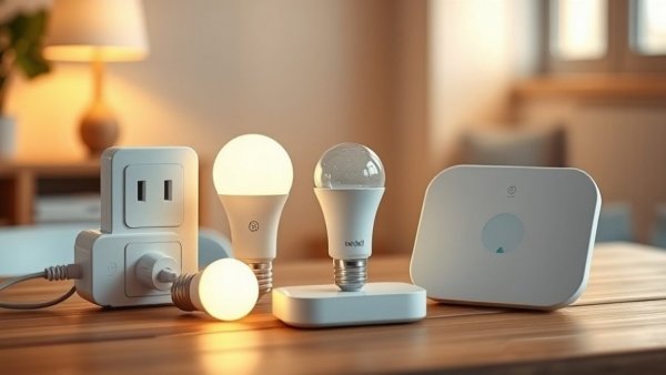 Smart home lighting kit on table showcasing automated lighting for home security.