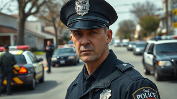 Officer at Whitehaven shooting incident scene with police vehicles.