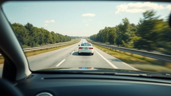 View from inside car of Memphis police chase on freeway