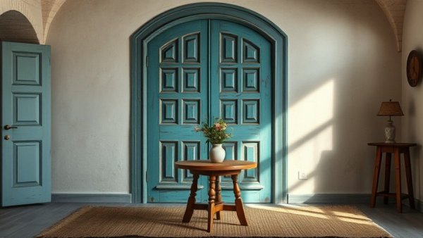 Casa Soleto design inspiration with teal door and rustic decor