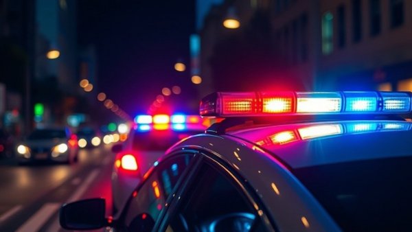 Vibrant police car lights in Tennessee scene.