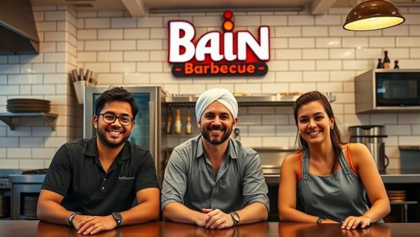 Bain Barbecue team at new location in modern kitchen setting.
