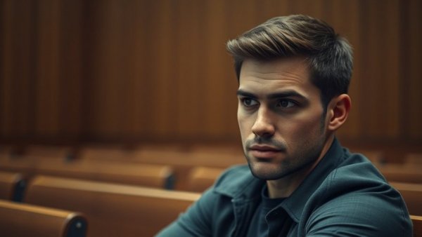 Contemplative young man in courtroom related to Ellie Young shooting case.