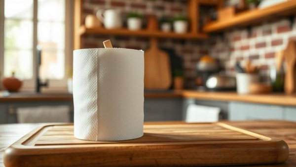 Household product in a rustic kitchen setting with brick wall backdrop.
