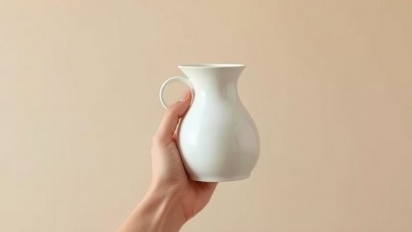 Minimalist ceramic white jug held by hand, Pophams Home Kitchen Finds.