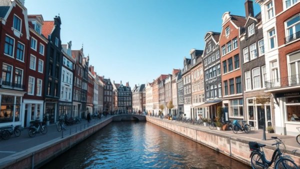 Danish-designed café gallery location in Amsterdam with canal view.