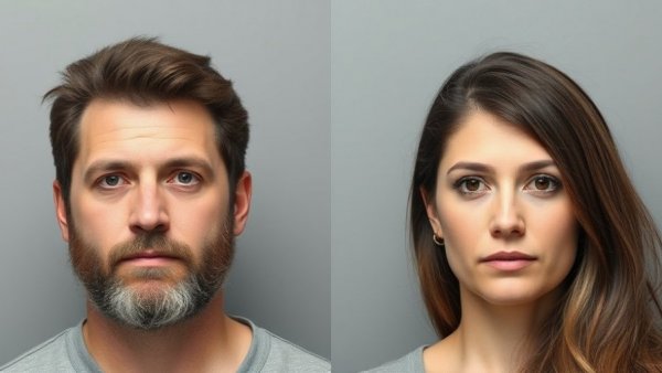 Mugshots of individuals possibly linked to pool installation scams, neutral expressions, plain background.