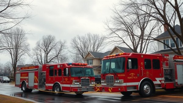 Fire trucks near house ensure highland heights tree safety.