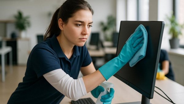 Clean office promoting the benefits of commercial cleaning for workplace health.