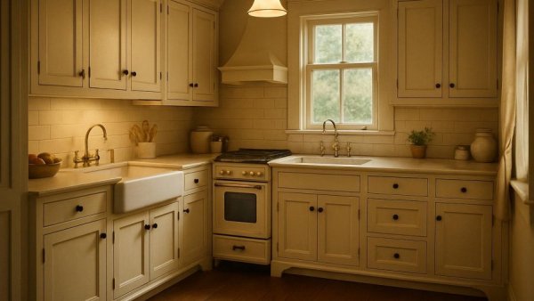 Charming kitchen restoration with vintage style and cozy ambiance.