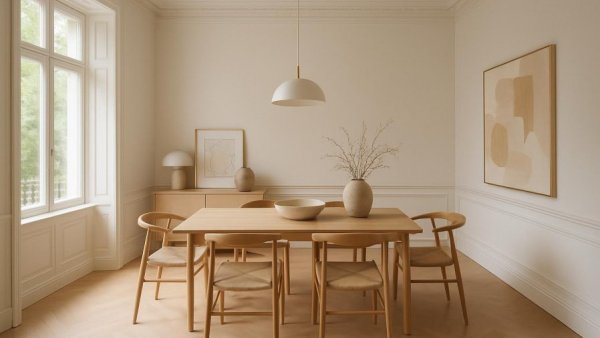 Elegant modern dining room in a Hellerup villa renovation.