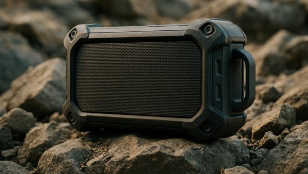 Turtlebox Ranger speaker review - rugged portable speaker on pebbled ground.