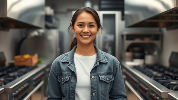 Smiling woman in kitchen at Shroomlicious Baby Downtown Memphis.