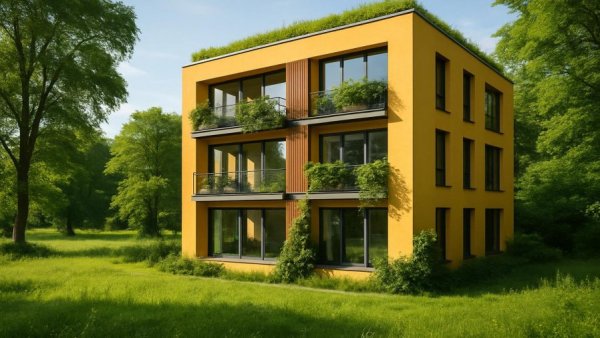 Sustainable vacation rental in Bruges surrounded by greenery.