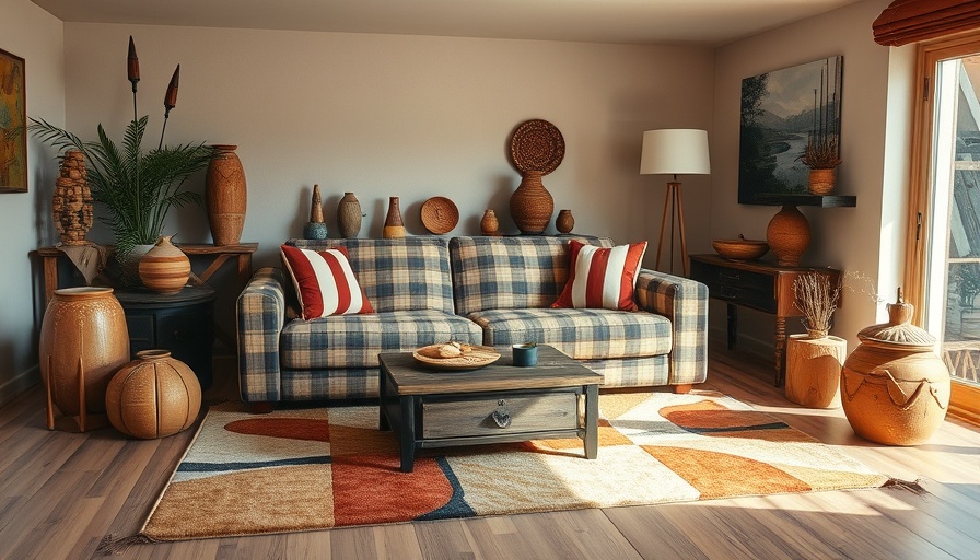 Cozy living room with Heather Chontos rug and rustic decor.