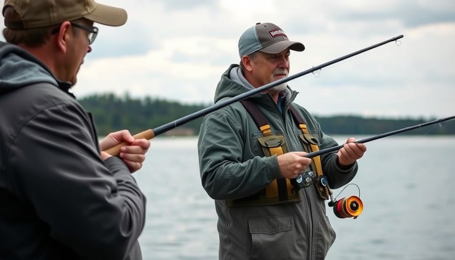 Anglers fishing beside a lake showcasing best spinning reels for bass.